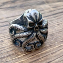 Octopus Skull Ring - Sizes 7-13 - R72 Skull Ring Biker Jewelry Skull Jewelry Sanity Jewelry Stainless Steel jewelry