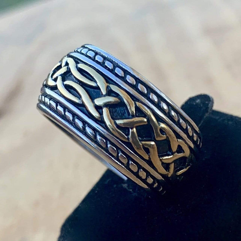 Sanity's Band Collection - "Viking Celtic" Ring - Gold & Silver  - Sizes 7-15 - R97 Ring Biker Jewelry Skull Jewelry Sanity Jewelry Stainless Steel jewelry