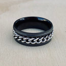 Sanity Jewelry Skull Ring Sanity’s Band Ring Collection - Black & Silver Spinner - Sizes 6-14 - R164