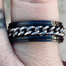 Sanity Jewelry Skull Ring Sanity’s Band Ring Collection - Black & Silver Spinner - Sizes 6-14 - R164