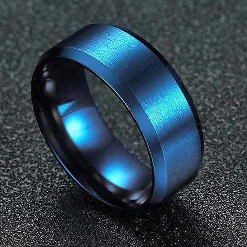 Sanity’s Band Ring Collection - Cobalt Blue Steel Ring - Sizes 5-20 - R57 Skull Ring Biker Jewelry Skull Jewelry Sanity Jewelry Stainless Steel jewelry