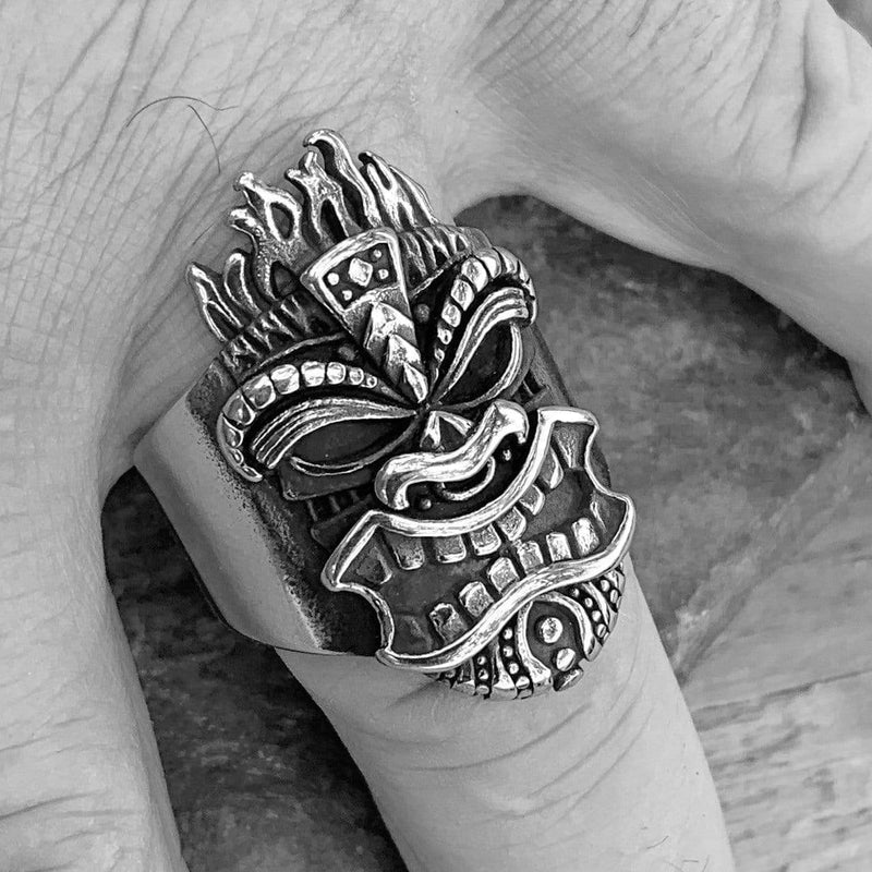 Tiki Ring - The Hawaiian Tiki - Sizes 10-17  - R121 Skull Ring Biker Jewelry Skull Jewelry Sanity Jewelry Stainless Steel jewelry