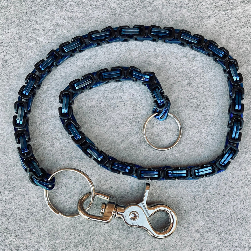 Sanity Jewelry Wallet Chain Wallet Chain - Blue & Black - Daytona Beach Deluxe 1/4 inch wide