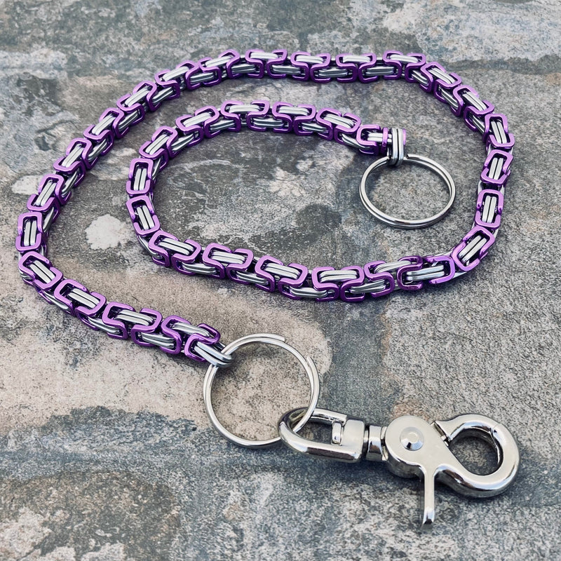 Sanity Jewelry Wallet Chain Wallet Chain - Purple & Stainless - Daytona Beach Deluxe 1/4 inch wide
