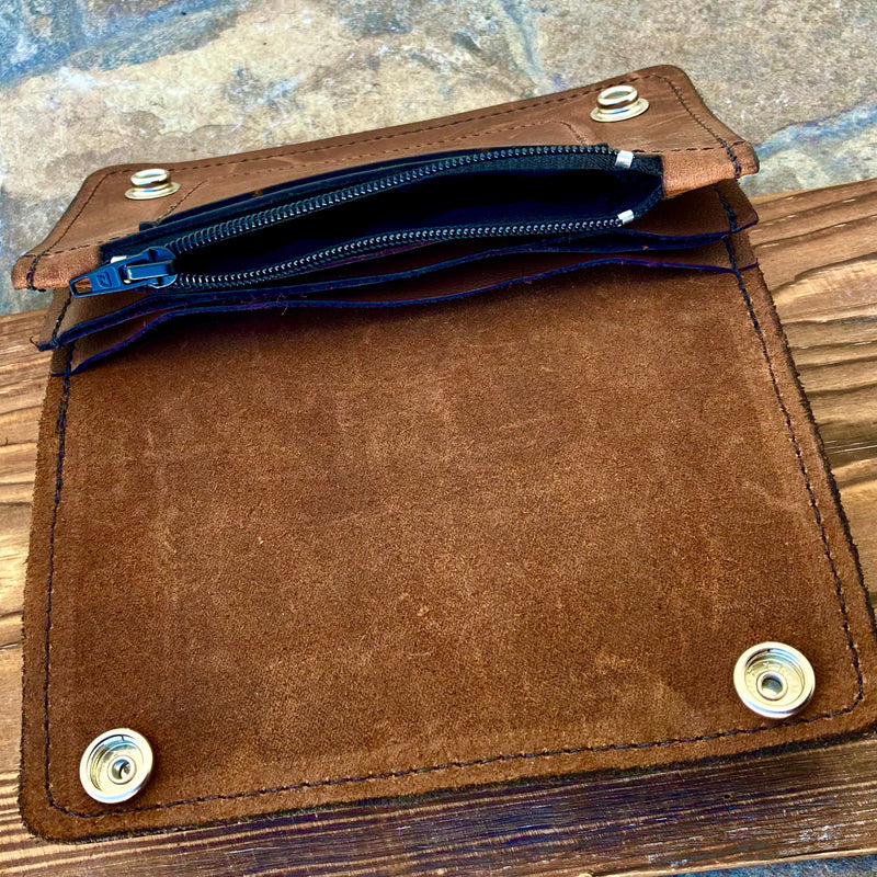 Sanity Jewelry wallet Wallet - Brown Biker - 3.5” x 6” - Genuine Leather - BRW3x6
