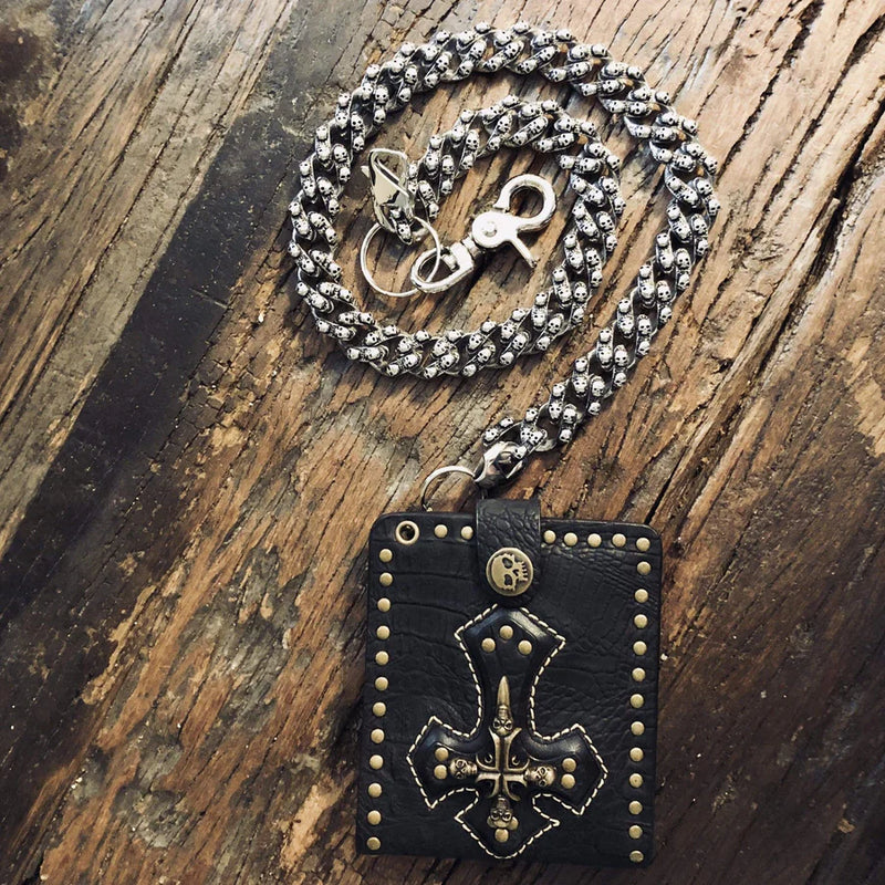 Simple Wallet Chain Men's Trifold Wallet with Chain
