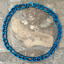 SANITY JEWELRY® 20 inches Necklace - Figaro - Classic - Blue- 1/2" Wide - FN08