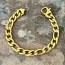 SANITY JEWELRY® 8.5 inches Bracelet - Figaro - Custom - Gold - 1/4" Wide - FB05