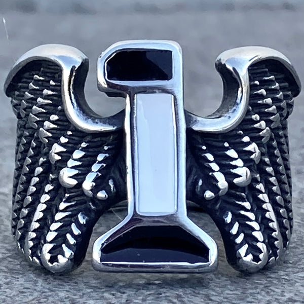 #1 W/Wings - Classic 3/4" - White & Black - R236