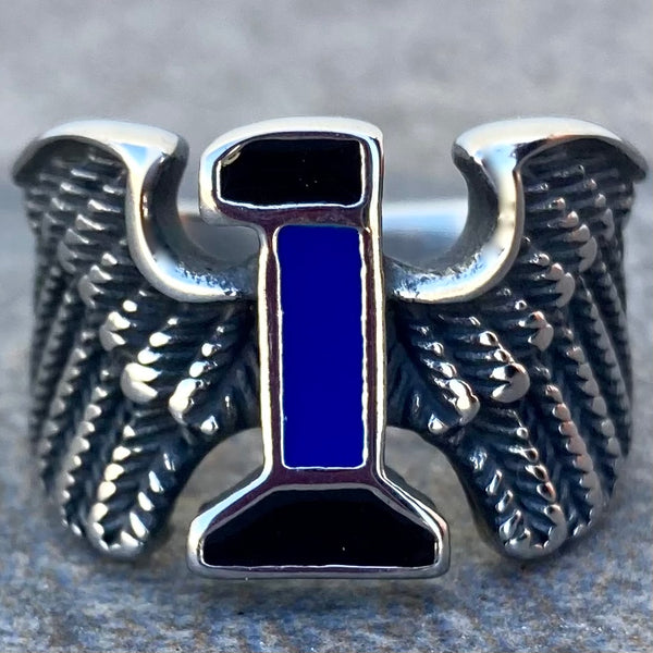 #1 W/Wings - Custom 1/2" - Blue & Black - R238