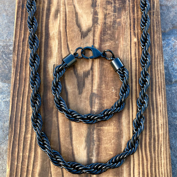 Bundle Necklace & Bracelet Combo - Black 10MM Classic