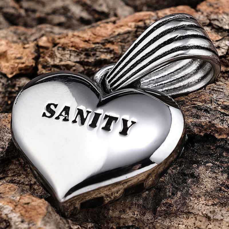 Sanity Jewelry American Flag Heart - 3D Stainless - Pendant - Rope Necklace or Omega - 303