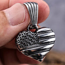 Sanity Jewelry American Flag Heart - 3D Stainless - Pendant - Rope Necklace or Omega - 303
