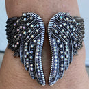 SANITY JEWELRY® Angel Heart Wing - Cuff Bracelet - Double Wing - Rainbow Stone - AW01
