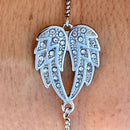 SANITY JEWELRY® Angel Heart Wing - Double Angel Wing - Silver w/White Stone - Bracelet - SK2608B