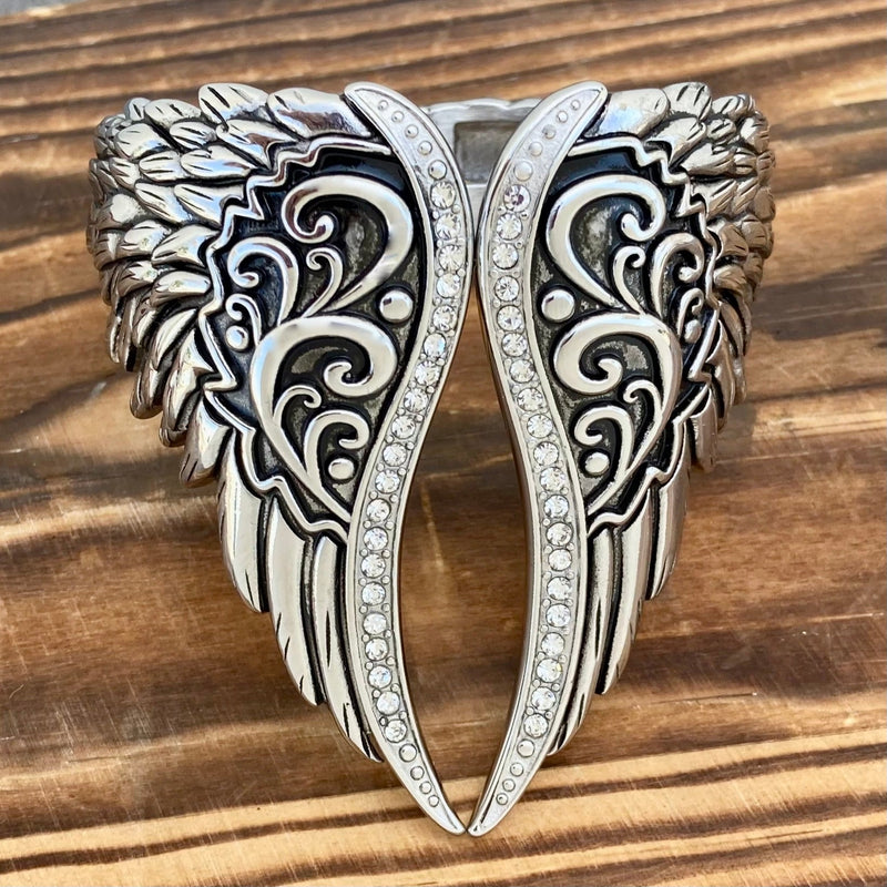 SANITY JEWELRY® Angel Heart Wing - Silver - Double Wing - Crystal Stone - AW02