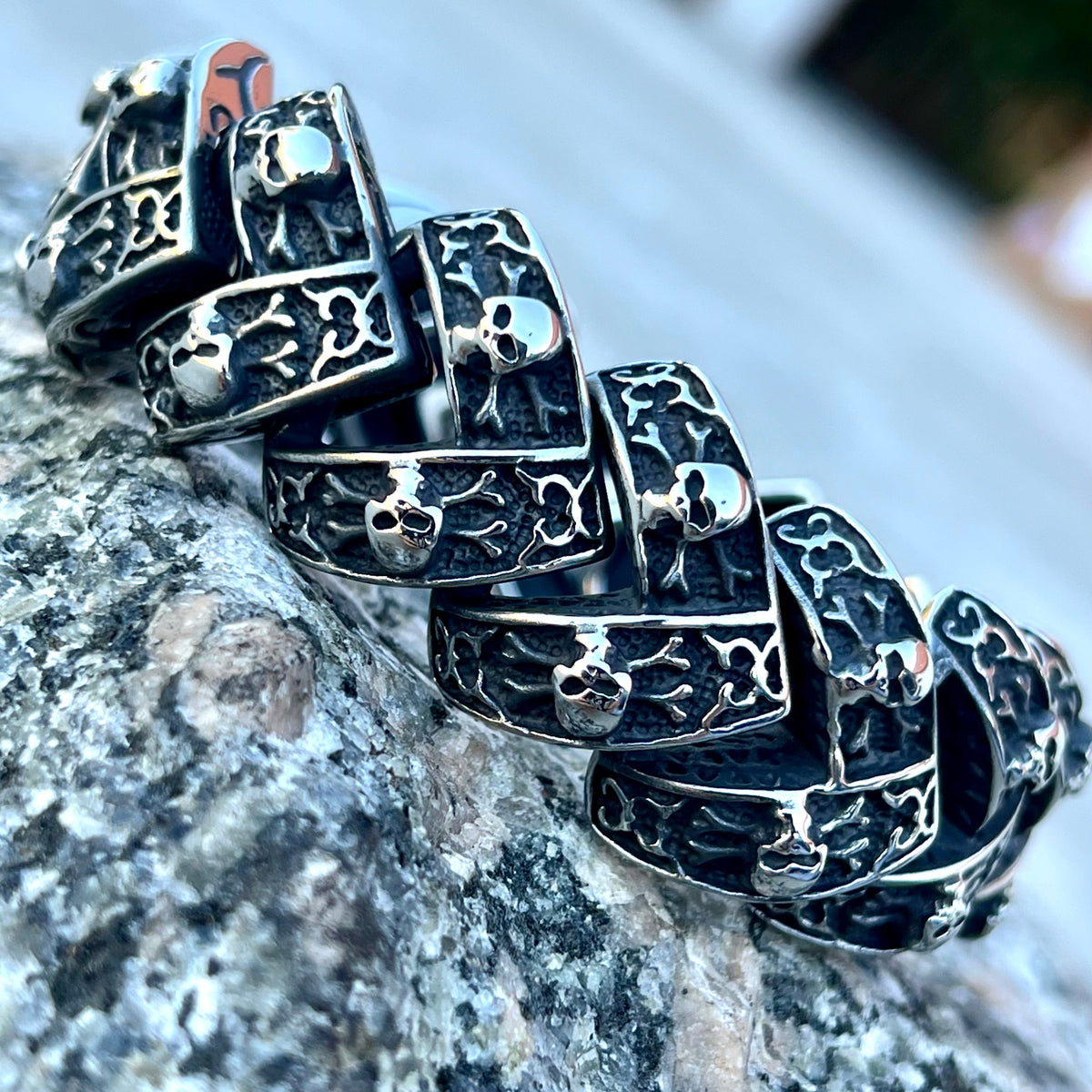 Skull Bracelet | Hell's Canyon | Sturdy Biker Jewelry | Sanity Jewelry
