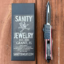 SANITY JEWELRY® Bracelet 7” Frank Nitti - Double Sided  Flag Serrated - Small - SFDBS