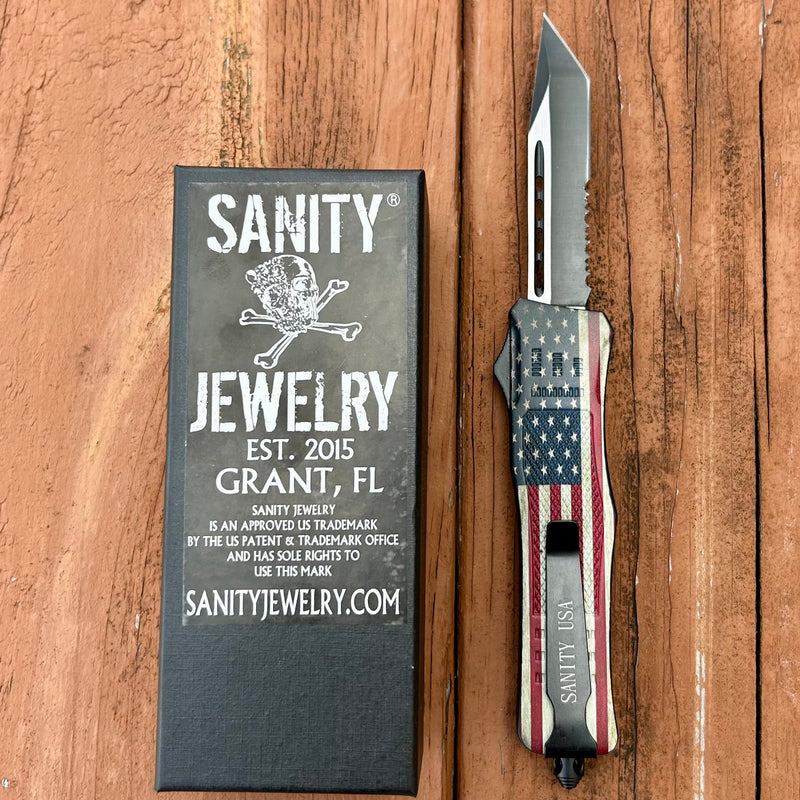 SANITY JEWELRY® Bracelet 8.5” Frank Nitti - Tanto Flag Serrated - Medium - MFTANS