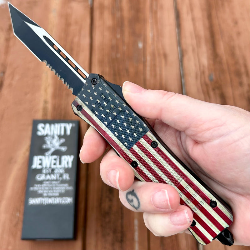 SANITY JEWELRY® Bracelet 8.5” Frank Nitti - Tanto Flag Serrated - Medium - MFTANS