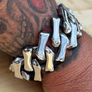 Sanity Jewelry Bracelet 8.75 inches Bagger Bracelet - Bonez - Silver - 1.25" Wide - The Classic - B126