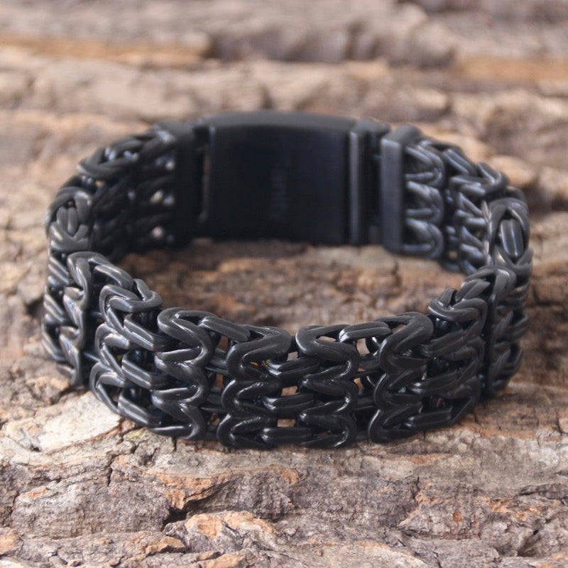 Sanity Jewelry Bracelet 8.75 inches Chain Mail - Classic - Black - 1 inch wide - B101