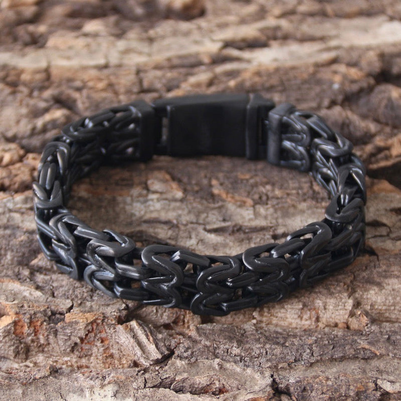 Sanity Jewelry Bracelet 8.75 inches Chain Mail - Custom - Black - 1/2 inch wide - B102