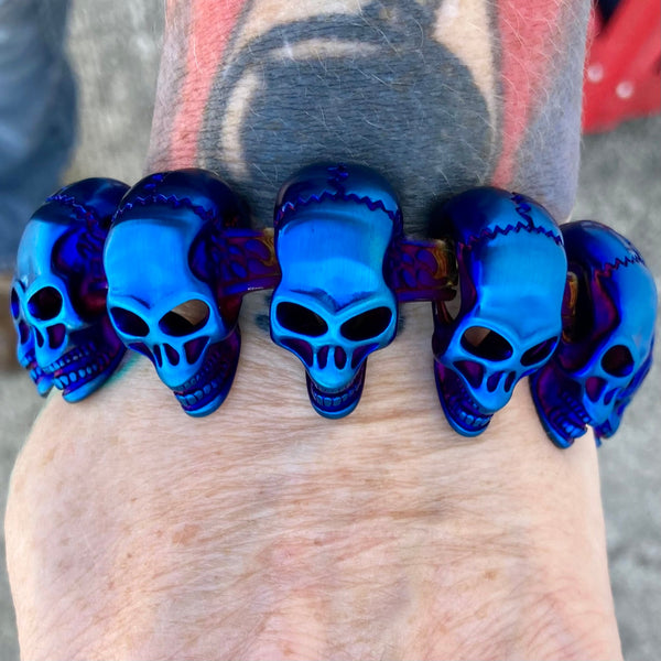 Sanity Jewelry Bracelet 8 inches Black Hills 1/2" Classic - Blue Skulls - B150