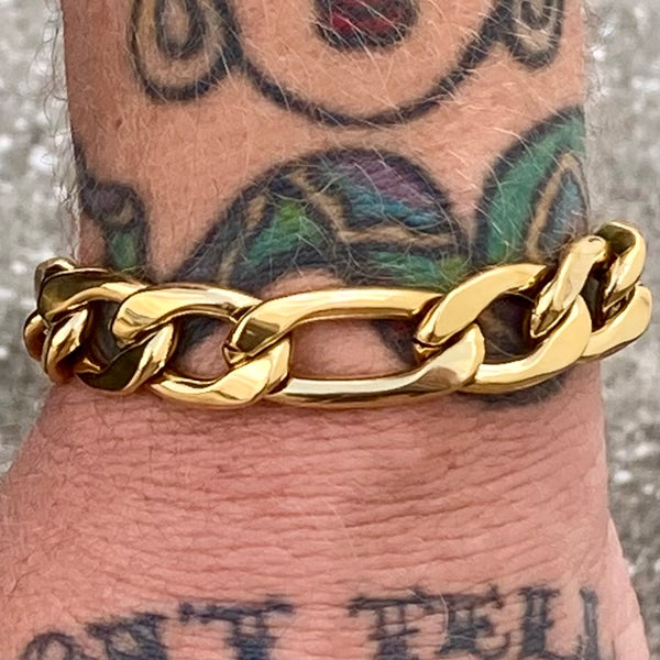 SANITY JEWELRY® Bracelet 8 inches Bracelet Figaro - 1/2” Classic - Gold Sicilian - FB203
