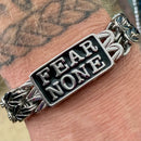 Sanity Jewelry Bracelet 8 inches "Chain Mail" Bracelet - Custom - Fear None Silver - 1/2 inch wide - B84