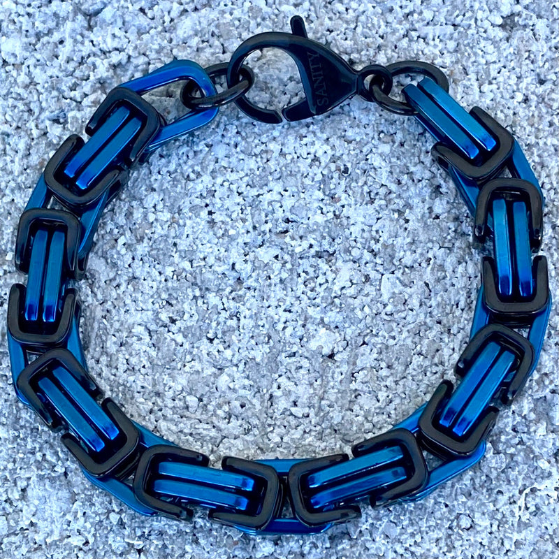 SANITY JEWELRY® Bracelet 8 inches Daytona Bracelet- Blue & Black - Heritage - 1/2 inch wide - B08