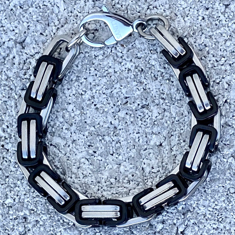 SANITY JEWELRY® Bracelet 8 inches Daytona Bracelet- Silver & Black - Heritage - 1/2 inch wide - B11