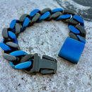 Sanity Jewelry Bracelet 8 inches NEW - Bagger Bracelet - "EASY BIKER" - Blue/Black - 3/4 Inch wide - B162