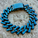Sanity Jewelry Bracelet 8 inches NEW - Bagger Bracelet - "EASY BIKER" - Bonez - Blue - 3/4” wide - B52