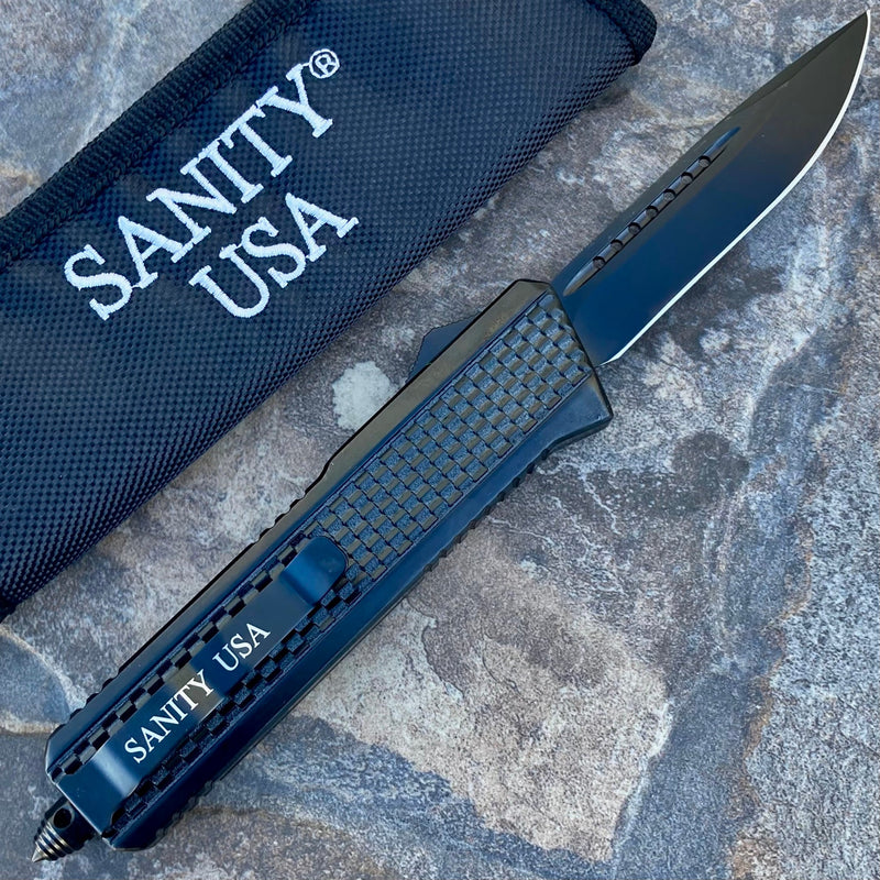 SANITY JEWELRY® Bracelet 9.5” Frank Nitti Large Titanium Plated - "Prohibition Series" - Drop Point Black - LBLDP