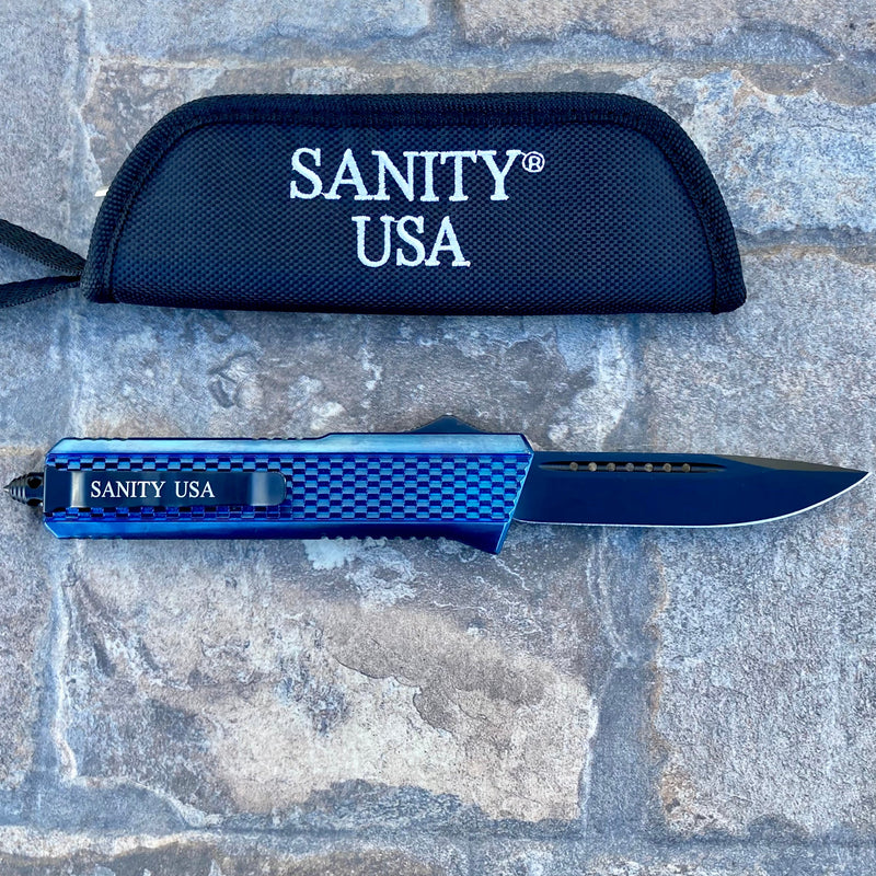 SANITY JEWELRY® Bracelet 9.5” Frank Nitti Large Titanium Plated - "Prohibition Series" - Drop Point Blue- LBDP