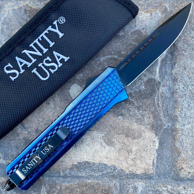 SANITY JEWELRY® Bracelet 9.5” Frank Nitti Large Titanium Plated - "Prohibition Series" - Drop Point Blue- LBDP