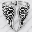 SANITY JEWELRY® Bracelet Angel Heart Wing Bracelet - Double Wing Cuff - Silver W/White Stones - AW02