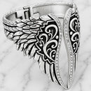SANITY JEWELRY® Bracelet Angel Heart Wing Bracelet - Double Wing Cuff - Silver W/White Stones - AW02