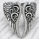 SANITY JEWELRY® Bracelet Angel Heart Wing Bracelet - Double Wing Cuff - Silver W/White Stones - AW02