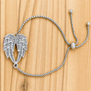 SANITY JEWELRY® Bracelet Angel Heart Wing Bracelets - Double Angel Wing - Silver W/White Stones - Bracelet - SK2608B