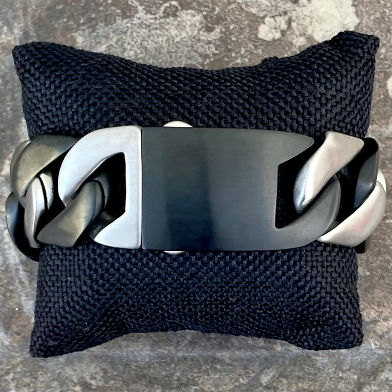SANITY JEWELRY® Bracelet Bagger Bracelet - 2 Tone Brushed Silver/Matte Black  - 1" Wide - The Custom - B38