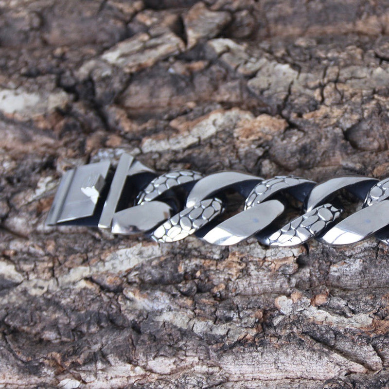 Sanity Jewelry Bracelet Bagger Bracelet - Dragon Scale - Silver - 1.25" Wide - The Classic - B119