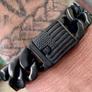 Sanity Jewelry Bracelet Bagger Bracelet - "EASY BIKER" - American Flag Black - 3/4" wide - B125