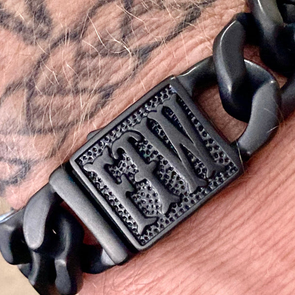 Sanity Jewelry Bracelet Bagger Bracelet - "EASY BIKER" - FTW Black - 3/4" wide - B116