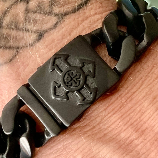 Sanity Jewelry Bracelet Bagger Bracelet - "EASY BIKER" - Guardian Cross Black - 3/4" wide - B120