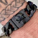 Sanity Jewelry Bracelet Bagger Bracelet - "EASY BIKER" - Skull Black - 3/4" wide - B131