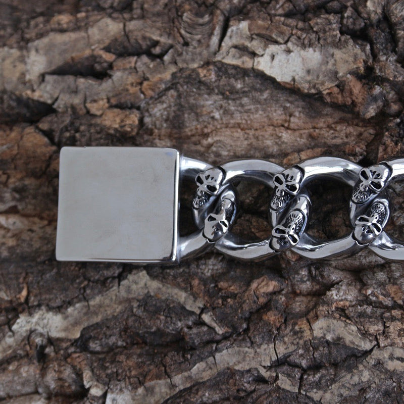 Sanity Jewelry Bracelet Bagger Bracelet - Skull ChainGang - Custom - 7/8" Wide - B33