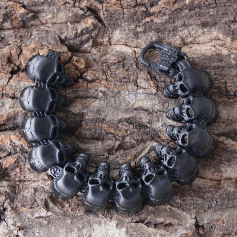 Sanity Jewelry Bracelet Black Hills - Skull Bracelet - Matte Black Skulls - B36