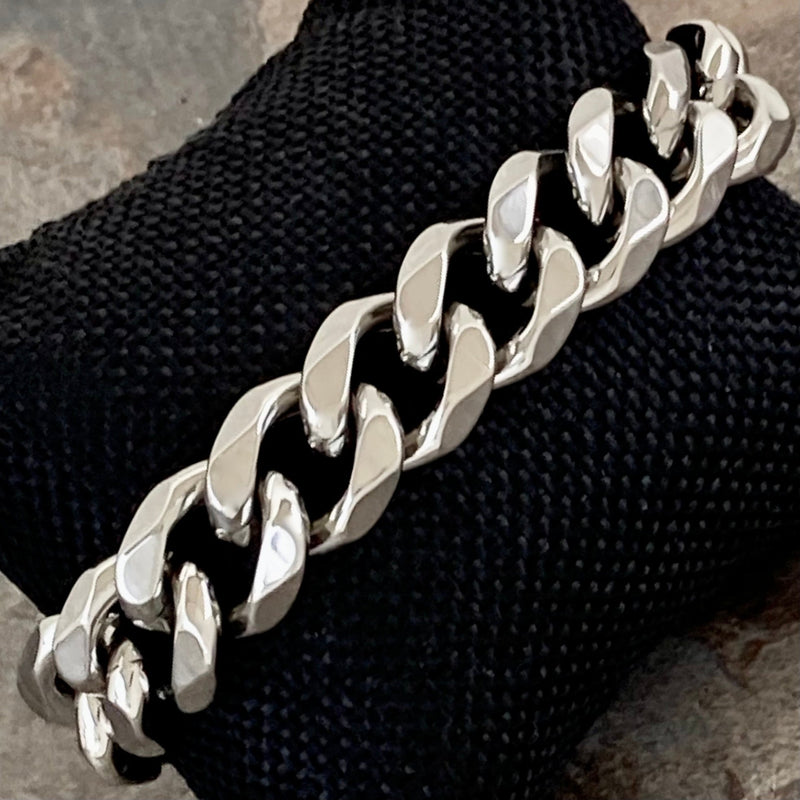 SANITY JEWELRY® Bracelet Bracelet Cuban - 1/2" Classic -  Polished Silver Havana - CB201